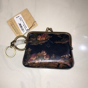 Patricia Nash Borse Leather Kiss Lock Coin Purse Kent Countryside NWT & Card